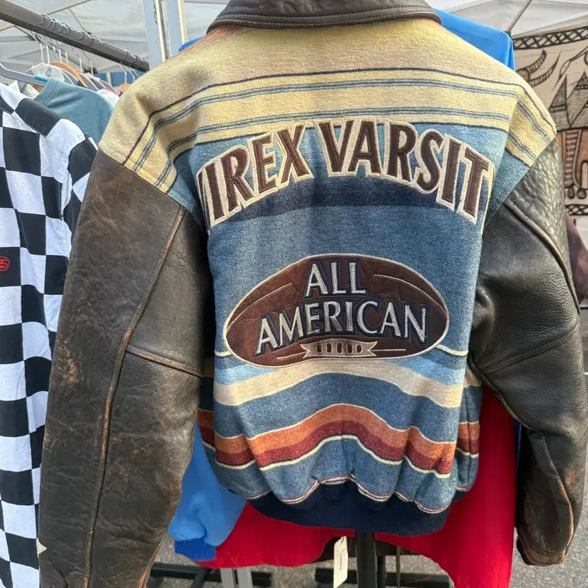 [BUNJANG] 90s Avirex Navajo Blanket Leather Jacket / 90s 아비렉스 아카이브 나바호 블랭킷 가죽 자켓(레어)