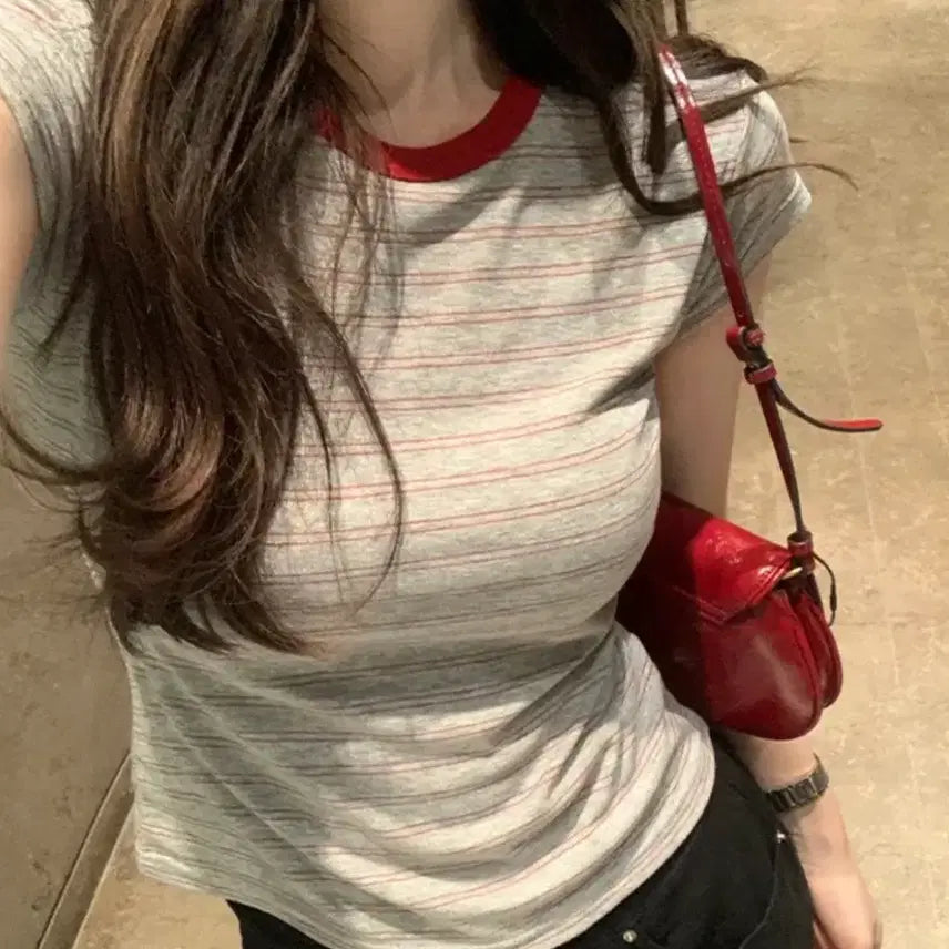 [BUNJANG] Striped Short Sleeve T-Shirt / 티셔츠