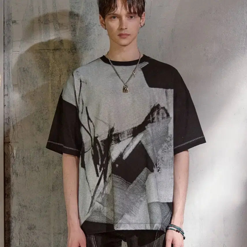 [BUNJANG] Maisonmined Monochrome Half Sleeve T-Shirt L / 메종미네드 모노크롬 하프 슬리브티 L