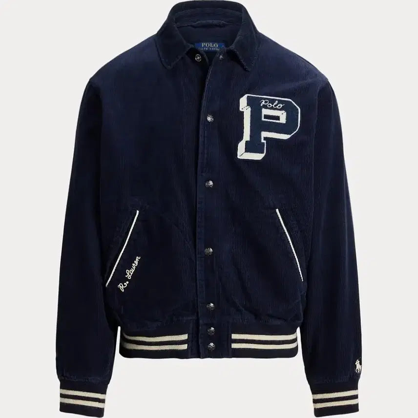 [BUNJANG] Polo Ralph Lauren Corduroy Letterman Jacket - Size M / [구매] 폴로 / 코듀로이 레터 자켓 / M 사이즈