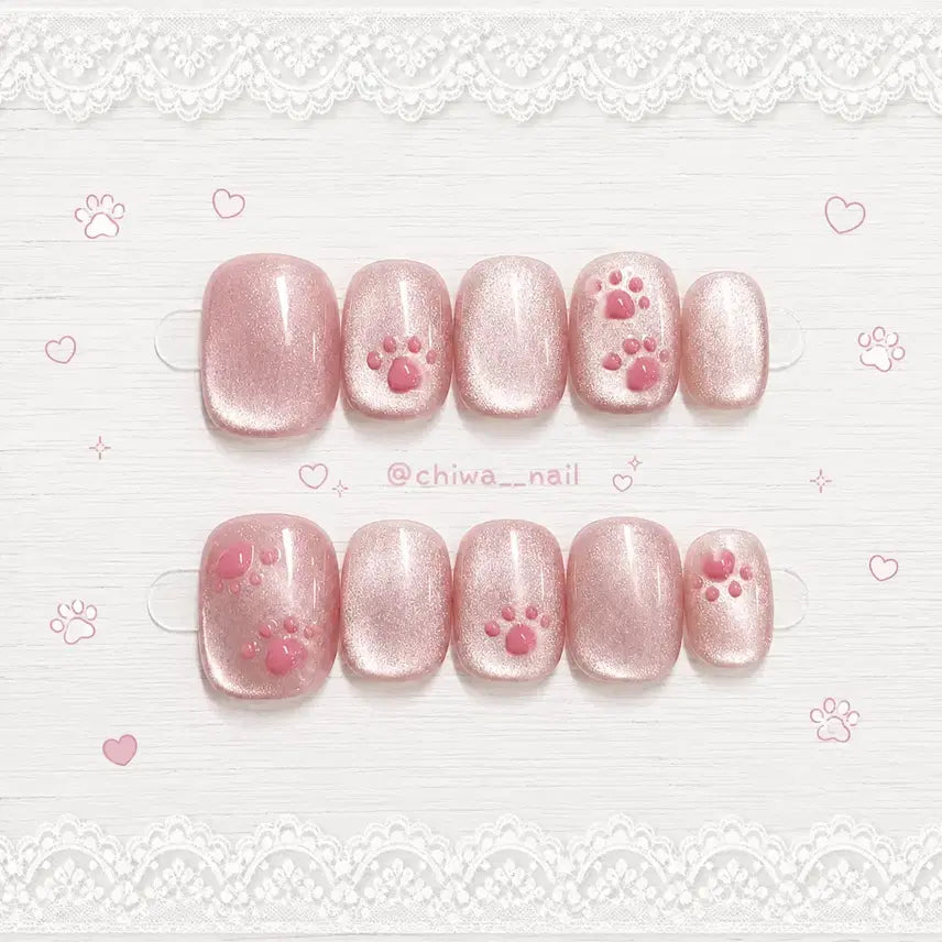[BUNJANG] Custom Magnet Gel Cat Paw Handmade Nail Tips / 주문제작 자석젤 고양이발바닥 수제네일팁