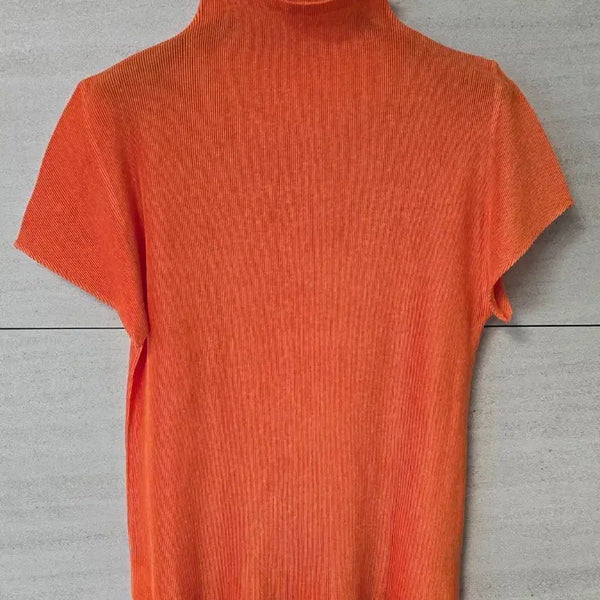 [BUNJANG] Pleats Please Mist Orange Turtleneck Blouse / 플리츠플리즈 미스트