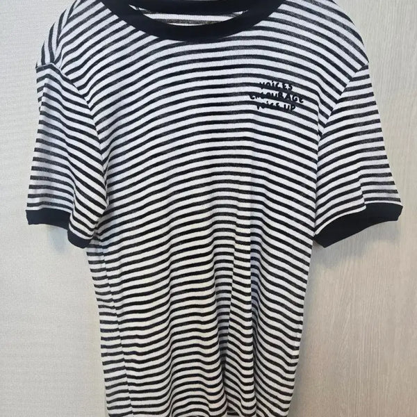[BUNJANG] VOV Striped Short Sleeve Knit Top / 보브 VOV 스트라이프 반팔 니트