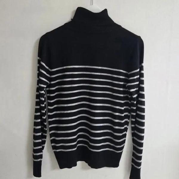 [BUNJANG] Kim Chang Suk Boutique Stripe Turtleneck Knit / 김창숙부띠끄 단가라 폴라니트