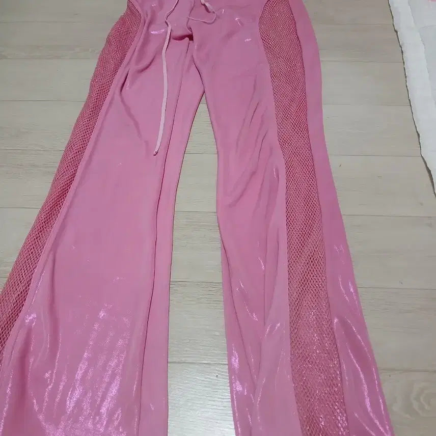 [BUNJANG] Pink Mesh Banding Bootcut Training Pants / 핑크색 메쉬 밴딩 부츠컷 트레이닝 바지L90  95