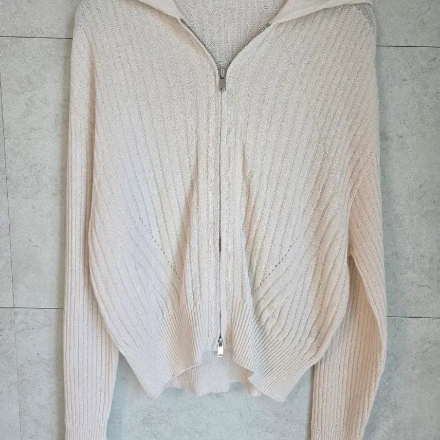[BUNJANG] VOV Ribbed Hooded Zip-Up Cardigan / 보브 VOV 리브드 후드 집업 가디건