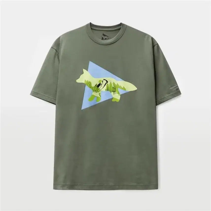 [BUNJANG] Maison Kitsuné x And Wander Dry Cotton T-shirt Khaki / 메종 키츠네 x 앤드 원더 드라이 코튼 티셔츠 카키 반팔티