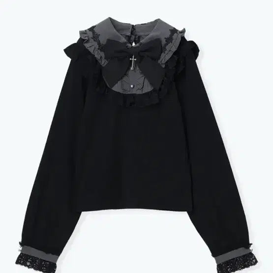 [BUNJANG] Noemie Gothic York Ribbon Blouse Jiregye Yangsanhyeong / 노에미 고딕 요크 리본 블라우스 지뢰계 양산형