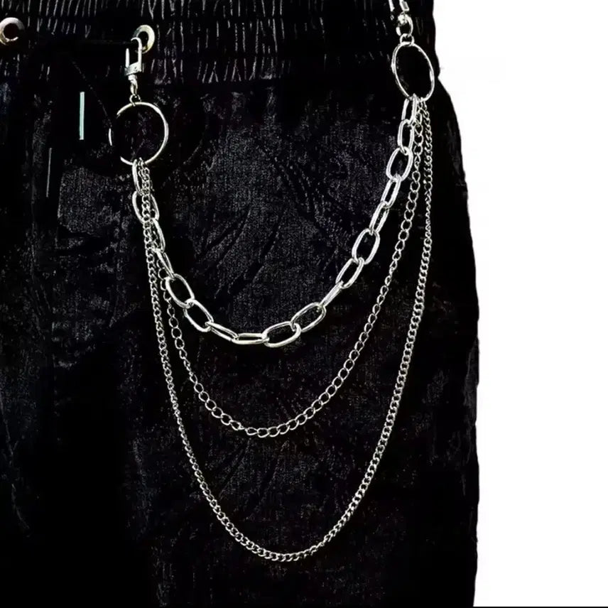 [BUNJANG] Silver 3-Row Chain Belt / 체인 벨트 은색 3줄짜리