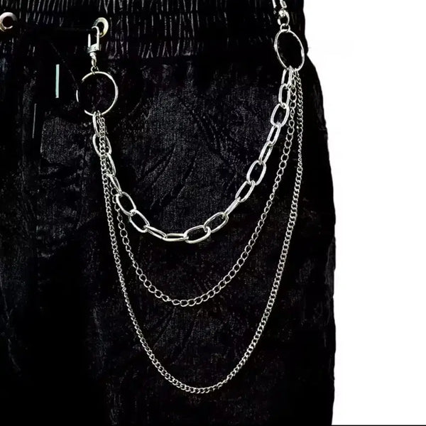 [BUNJANG] Silver 3-Row Chain Belt / 체인 벨트 은색 3줄짜리