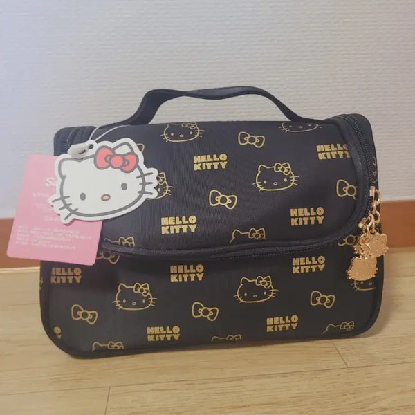 [BUNJANG] Sanrio Hello Kitty Pouch Black Gold Pattern Bag / 산리오 헬로키티 키티 파우치 블랙 금색 패턴 가방