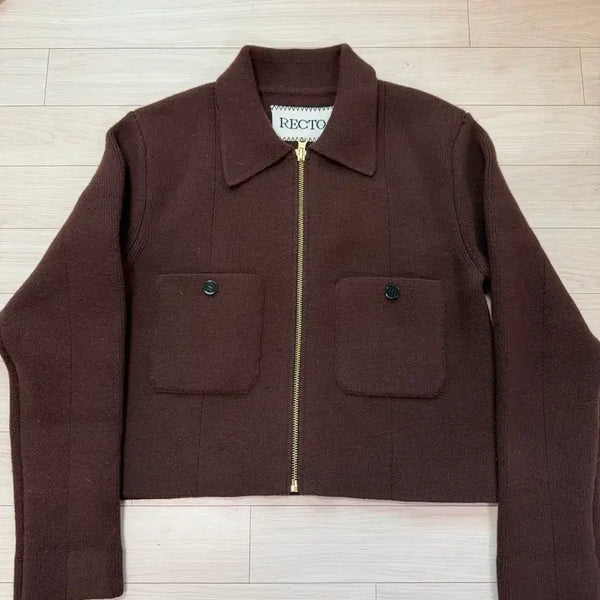 [BUNJANG] Recto Ezra Knit Zip-up Brown M / 렉토 애즈라 니트집업 브라운 M