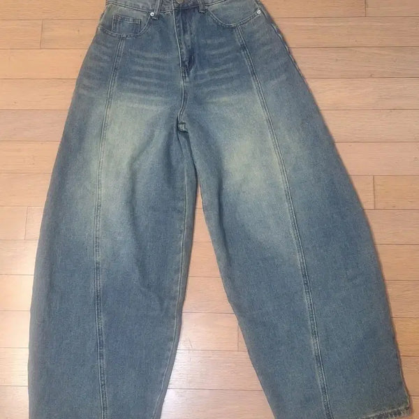 [BUNJANG] Women's Wide Balloon Jeans - Size S / 새상품)여성 와이드 벌룬 청바지 데님 S사이즈