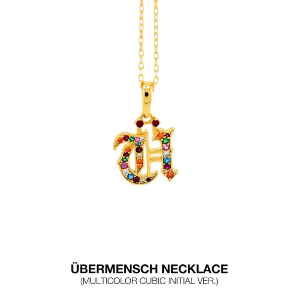 [BUNJANG] G-Dragon Wemench Necklace (Multi-color Cubic Initial Version) / 지드래곤 위버멘쉬 목걸이 (멀티 컬러 큐빅 이니셜버전)
