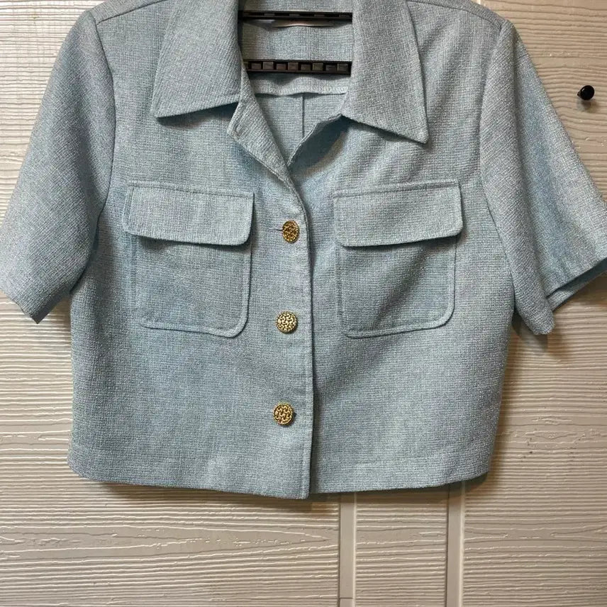 [BUNJANG] Sky Blue Short-Sleeve Jacket / 단정한 느낌의 스카이블루 반팔 자켓