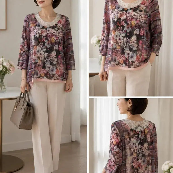 [BUNJANG] Son Jung Wan Floral Lace Mix Blouse Size 55 / [손정완] 플로럴 레이스 믹스 블라우스 55 (명품드라이완료)