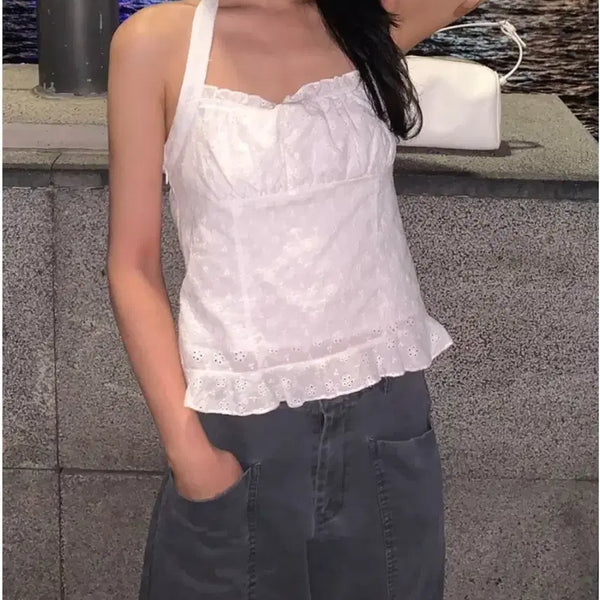 [BUNJANG] Senne Shop Nuance Punching Halter Top / 센느샵 누아누아 펀칭 홀터 탑