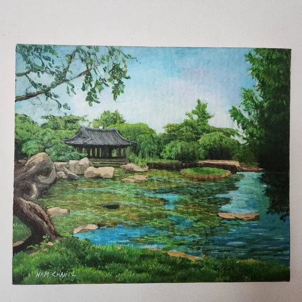 [BUNJANG] Lee Nam-Chan "Green Garden" Original Oil Painting / 이남찬 화백의 풍경유화 원화 "초록정원"