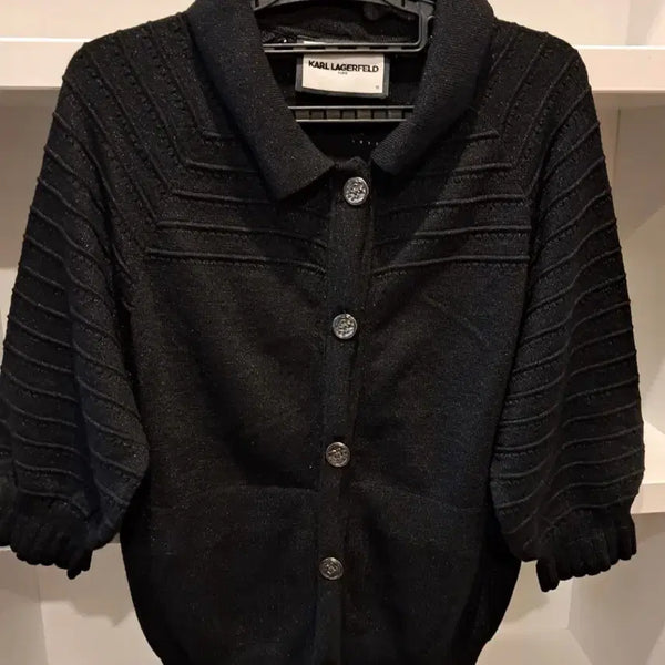 [BUNJANG] Karl Lagerfeld Black Pulsar Cardigan / 칼 라거펠트 블랙 펄사 가디건 구55
