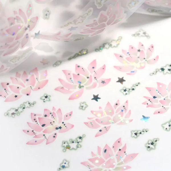 [BUNJANG] Stickers Light Lotus Kiss-Cut Washi Tape Roll Sticker / 스티커스 Light Lotus 연한연꽃 키스컷 마테 롤 스티커 띵