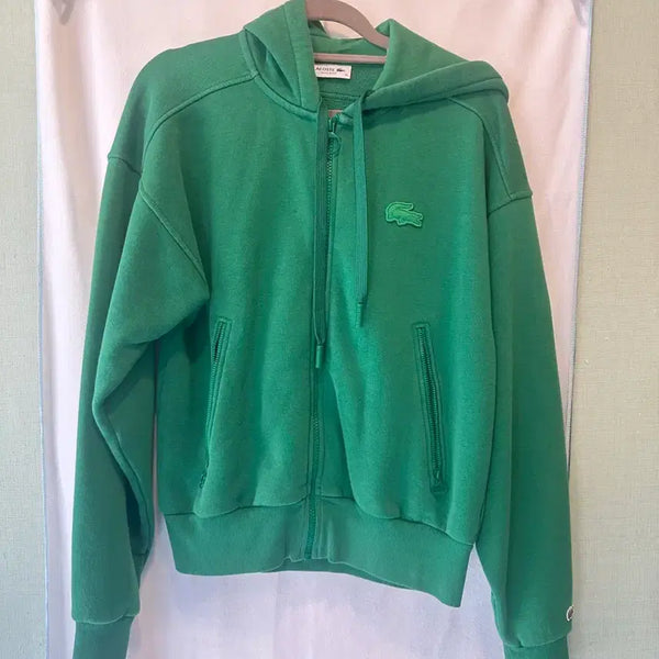 [BUNJANG] Lacoste Croc Patch Fleece Zip-Up Hoodie / 라코스테 크록패치 기모 후드집업