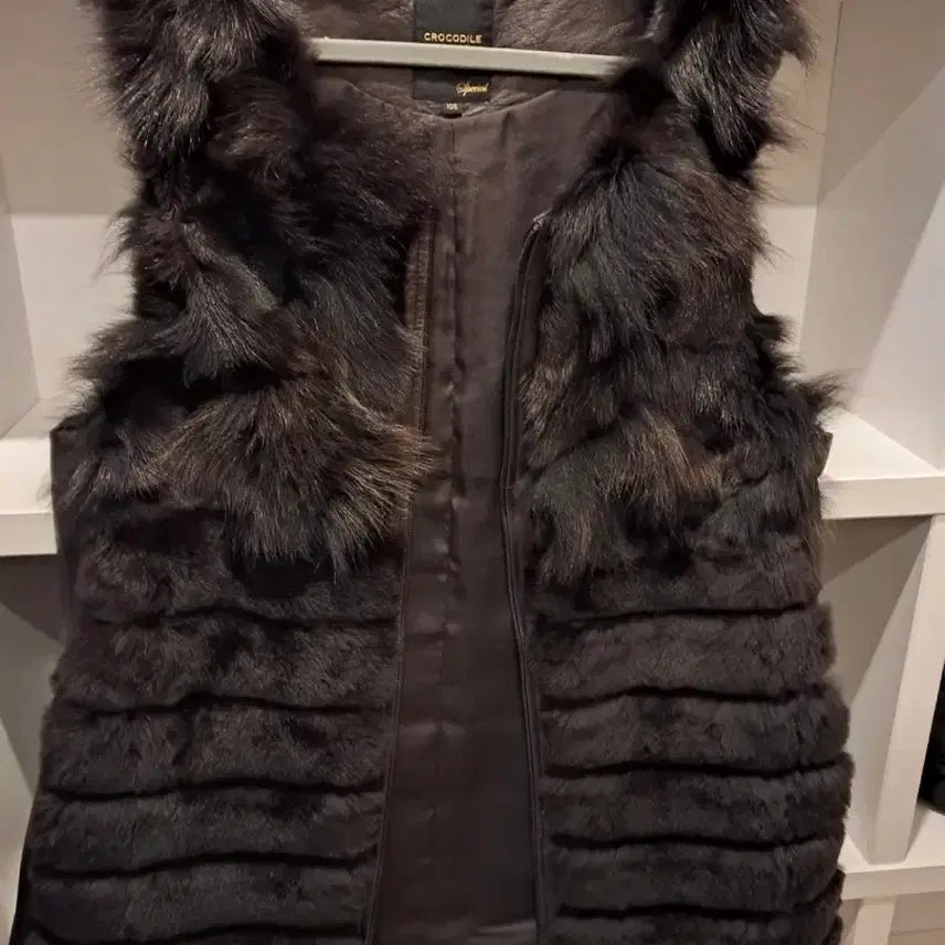 [BUNJANG] Crocodile Rabbit Fur, Fox Fur, Genuine Lambskin Vest (105) / 크로커다일 토끼털,여우털,천연양가죽 조끼 베스트 105