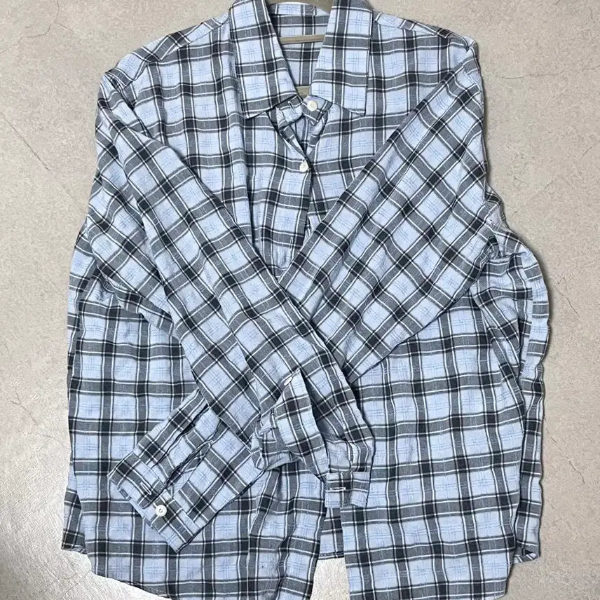 [BUNJANG] 98°C Summer Check Shirt Sky Blue / 98도씨 여름 체크 남방 스카이블루
