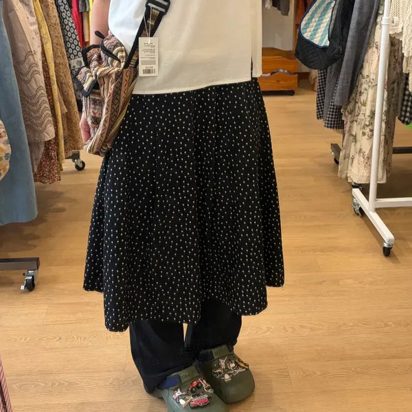[BUNJANG] Vintage Polka Dot Layered Midi Skirt / 빈티지 도트 레이어드 스커트