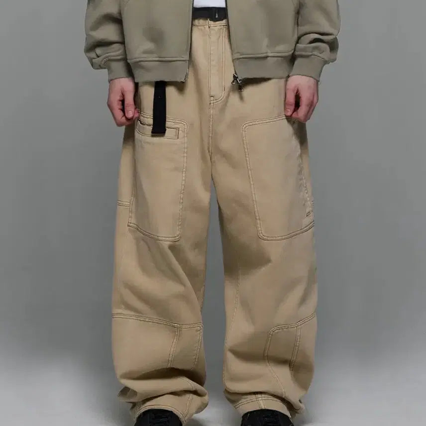 [BUNJANG] HEADER HELEN Repair Cargo Beige Garment Pants / 헤더헬렌 - 리페어 카고 베이지 가먼트 팬츠