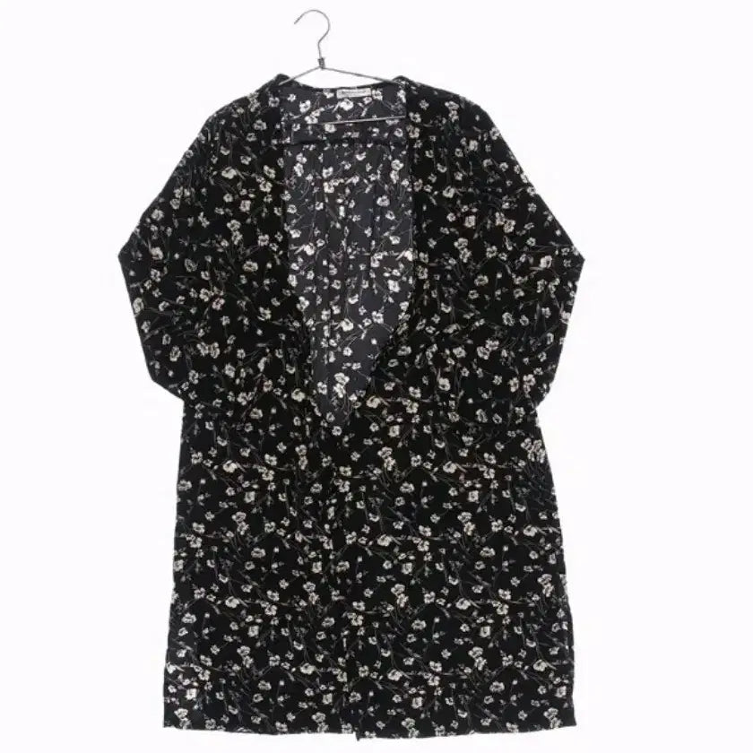 [BUNJANG] Olive des Olive Sheer Floral Print Long Robe Cardigan Dress / 올리브데올리브 시스루 살안타 로브 오버핏 루즈핏 가디건 원피스 임부 빅사이즈 77 88 99