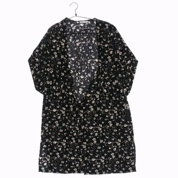 [BUNJANG] Olive des Olive Sheer Floral Print Long Robe Cardigan Dress / 올리브데올리브 시스루 살안타 로브 오버핏 루즈핏 가디건 원피스 임부 빅사이즈 77 88 99