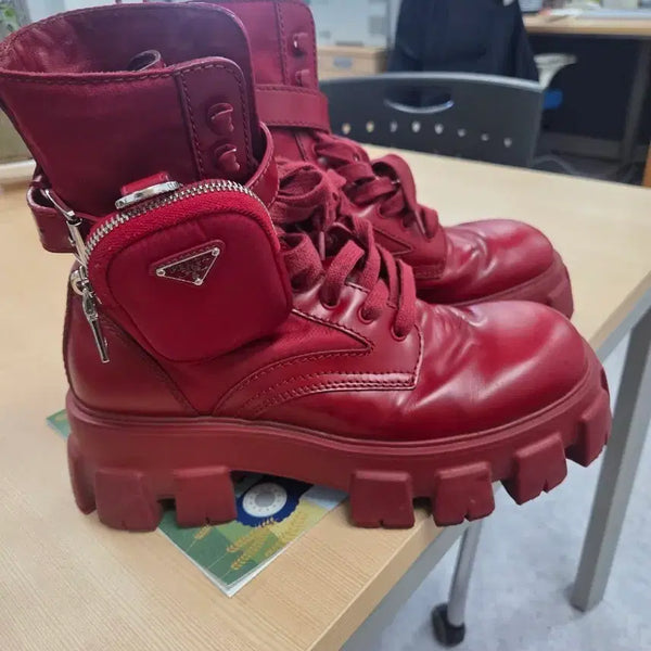[BUNJANG] Prada Monolith Boots Red Size 275 / 프라다 모놀리스 워커 275