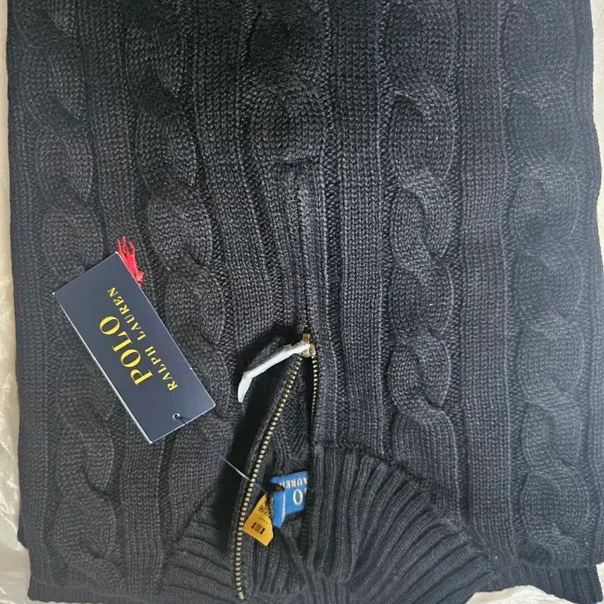 [BUNJANG] Polo Ralph Lauren Cable Quarter Zip Black L / 폴로 케이블 쿼터 집업 블랙 L