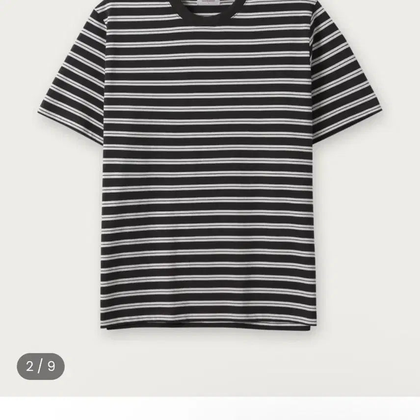 [BUNJANG] Everyone Stripe Short Sleeve T-Shirt Mud, Size 2 / 에브리원 스트라이프 반팔 티셔츠 머드, 2
