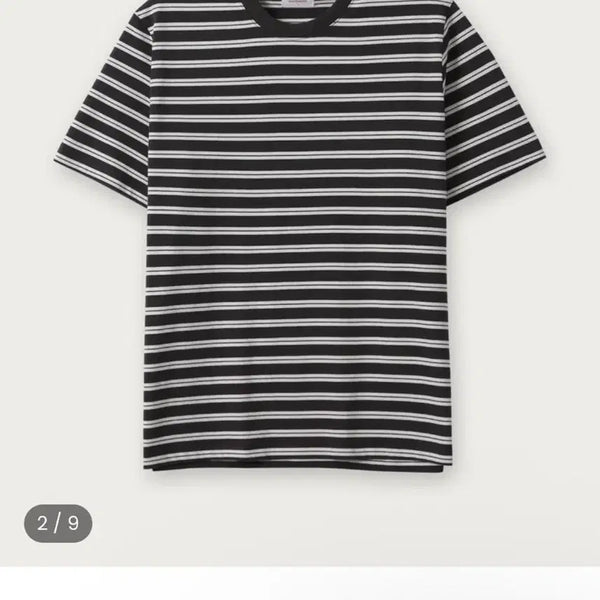 [BUNJANG] Everyone Stripe Short Sleeve T-Shirt Mud, Size 2 / 에브리원 스트라이프 반팔 티셔츠 머드, 2