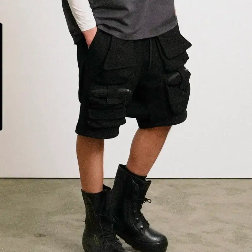 [BUNJANG] Grailed Layered Panel Shorts Black / 그레일즈 LAYERED PANEL SHORTS [BLACK]