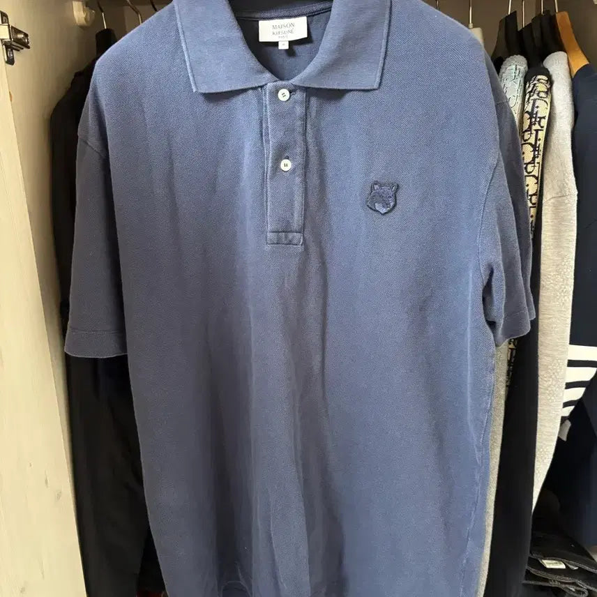 [BUNJANG] Maison Kitsuné Bold Fox Head Logo Pique Cotton Short Sleeve Polo Shirt / 메종키츠네 볼드 폭스 헤드 로고 피케 코튼 반팔 카라넥티