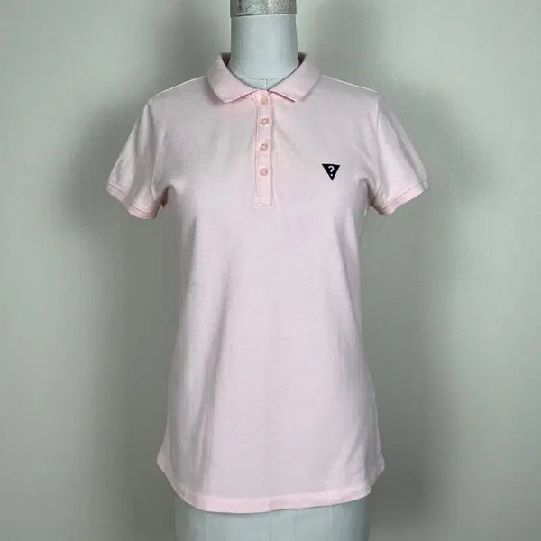 [BUNJANG] Guess Pink Collar Short Sleeve T-shirt Women's S / 게스/핑크 카라 반팔 티 티셔츠 여S 80 55/라덴