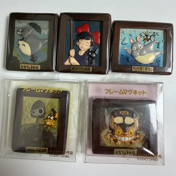 [BUNJANG] Studio Ghibli Frame Magnet Set (Totoro, Kiki, Jiji, Catbus, Robot Soldier) / 정리중/최저가/지브리 프레임 마그넷/보우,키키,네코,토토로,로봇병