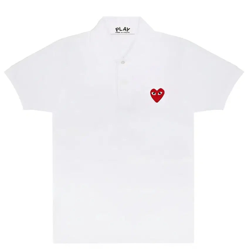 [BUNJANG] Comme des Garçons White Short Sleeve Polo Shirt / 꼼데 화이트 반팔 카라티 M, L