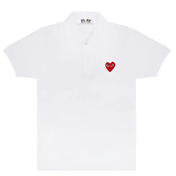[BUNJANG] Comme des Garçons White Short Sleeve Polo Shirt / 꼼데 화이트 반팔 카라티 M, L