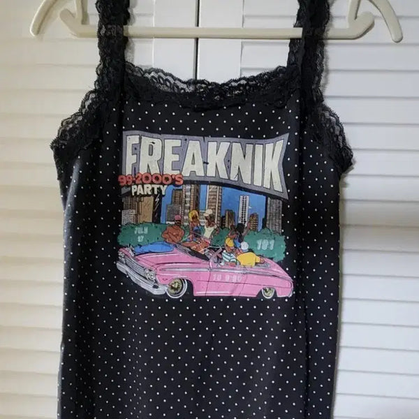 [BUNJANG] Freaknic Dot Lace Camisole / (새상품)프릭닉 도트 레이스 끈나시