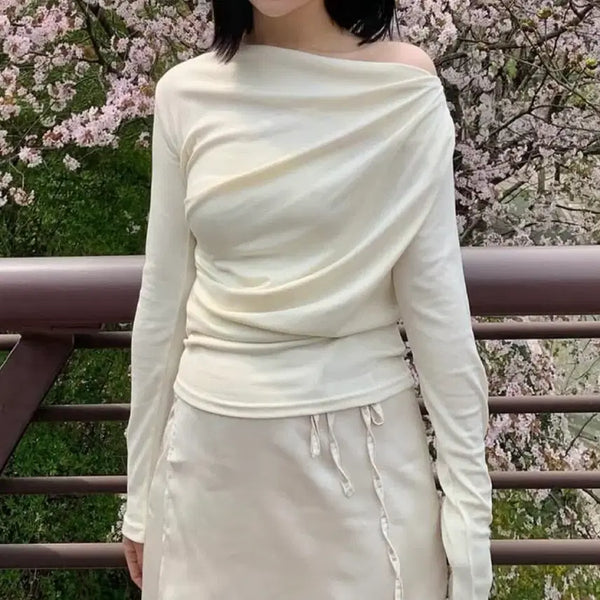 [BUNJANG] Adelio Shirring Blouse T-shirt / 아델리오 셔링 블라우스 티셔츠 오피스룩, 하객룩, 데이트룩, 에겐룩