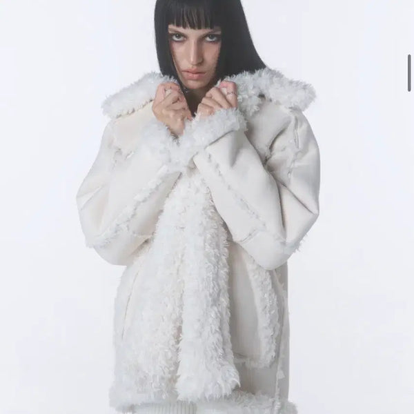 [BUNJANG] Ordinary Holiday Shearling Single Coat Ivory / 오디너리 홀리데이 시어링 싱글 코트 아이보리