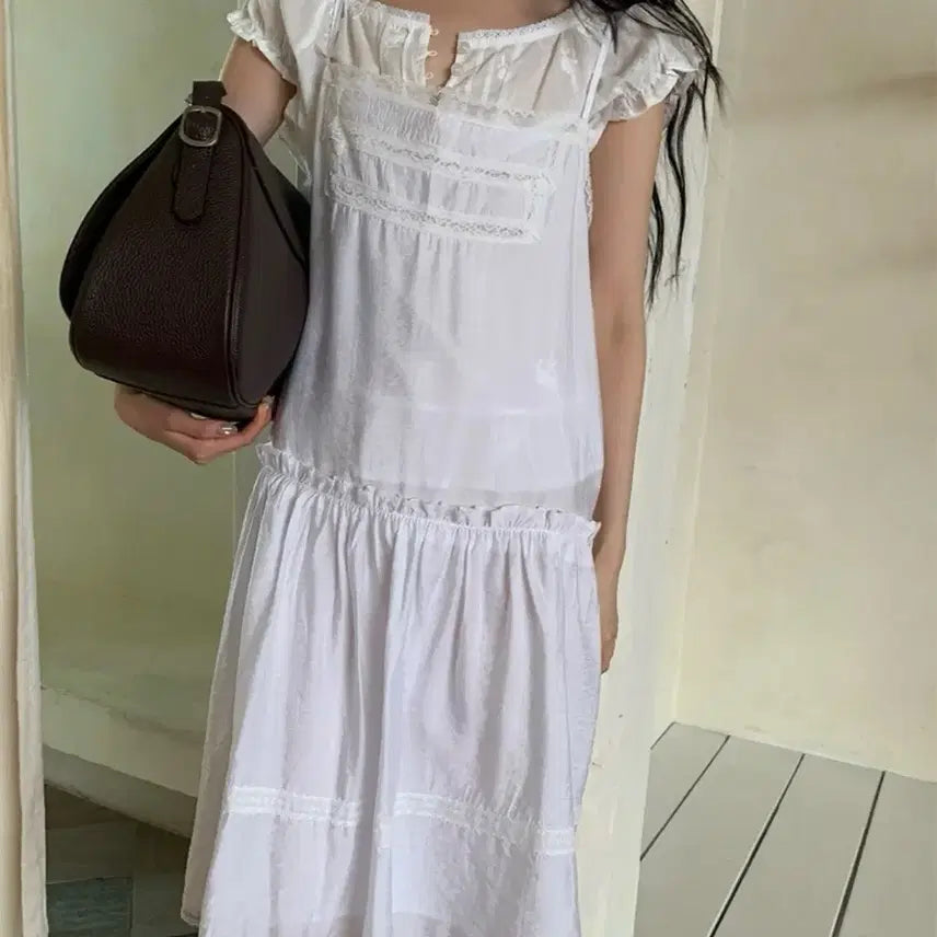 [BUNJANG] Maybe Baby White Lace Frill Dress / 메이비베이비 원피스