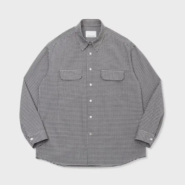 [BUNJANG] Atelier Del Dio Seersucker Gingham Check Shirt Grey M / 아뜰리에델디오 시어서커 깅엄 체크 셔츠 그레이, M