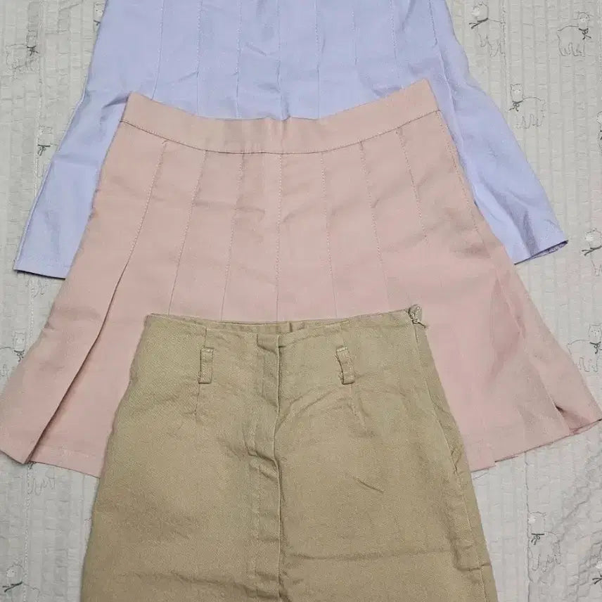 [BUNJANG] Mini Skirt 3-Piece Set (Lilac/Pink/Beige) / 미니스커트 3종 세트 (연보라/핑크/베이지)