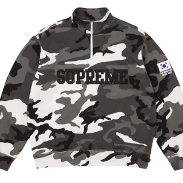 [BUNJANG] Supreme White Camo Half Zip Pullover Top / 슈프림 하프집업 풀오버 화이트카모 서울