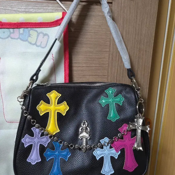 [BUNJANG] Genuine Leather Color Cross Shoulder Bag / 소가죽 컬러 크로스 숄더백