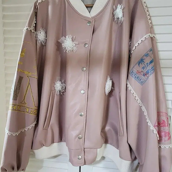 [BUNJANG] Maison de Verre Baseball Jacket Pink / (새상품) 메종 드 글래스 야구 점퍼 핑크